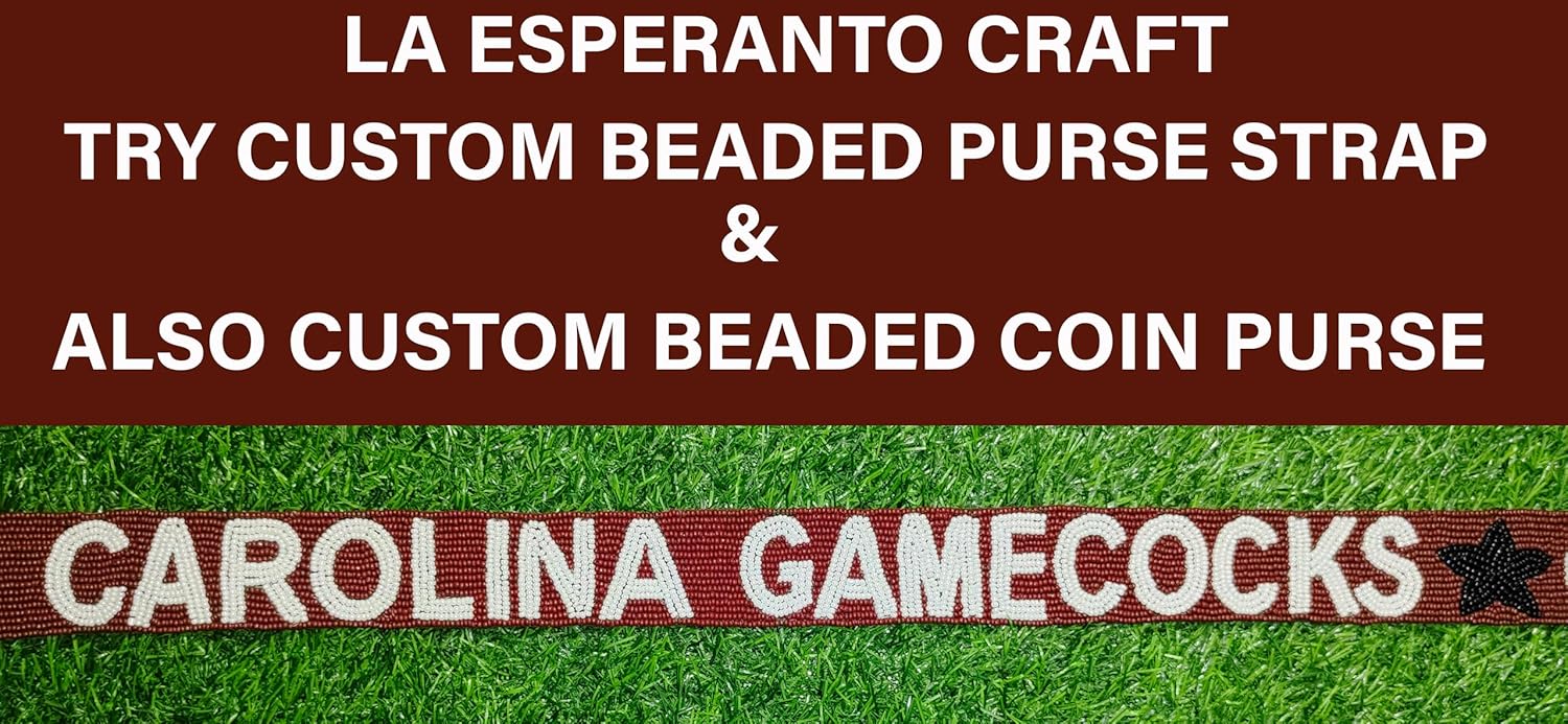 Handmade Carolina Game Beaded Purse Strap 47 inches Long 1.5 Inches Wide