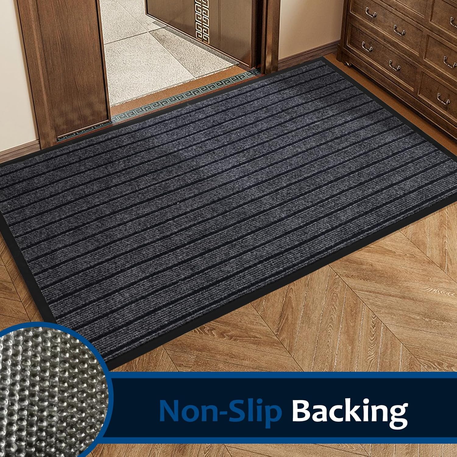 Dog Door Mat for Muddy Paws, Stain & Fade Resistant, Waterproof Non-Slip, Indoor Outdoor Welcome Mats for Front Door Entryway Back Door, 47" x 32" Grey
