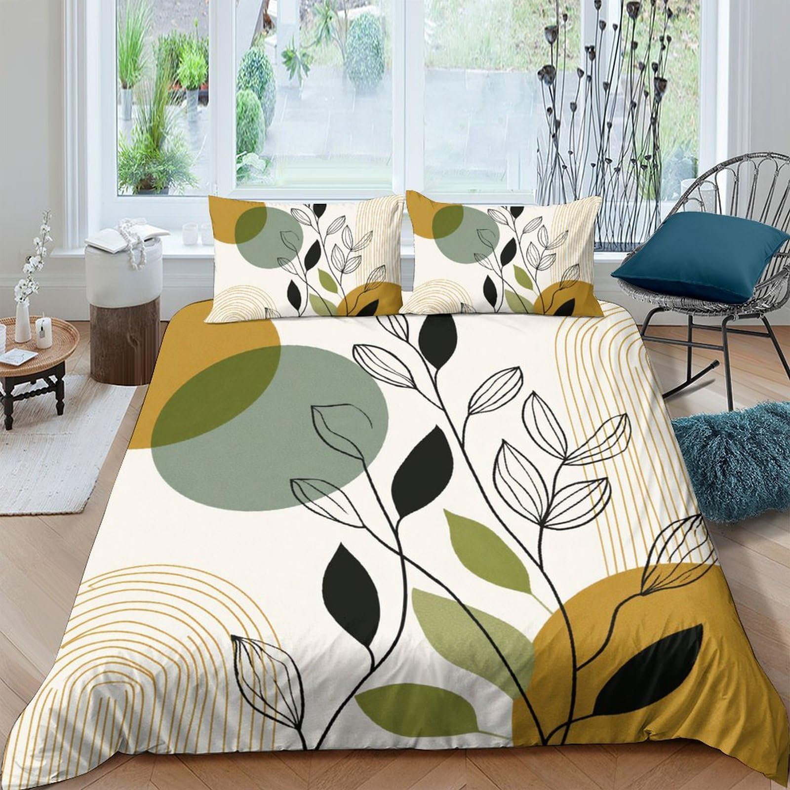 Ctjqhvkz Style-9 3D Printed Leaf Botanical Fitted Sheet Microfiber Soft Breathable Abstract Art Mattress Cover For Bedroom Guestroom Decor Single（135X200cm）