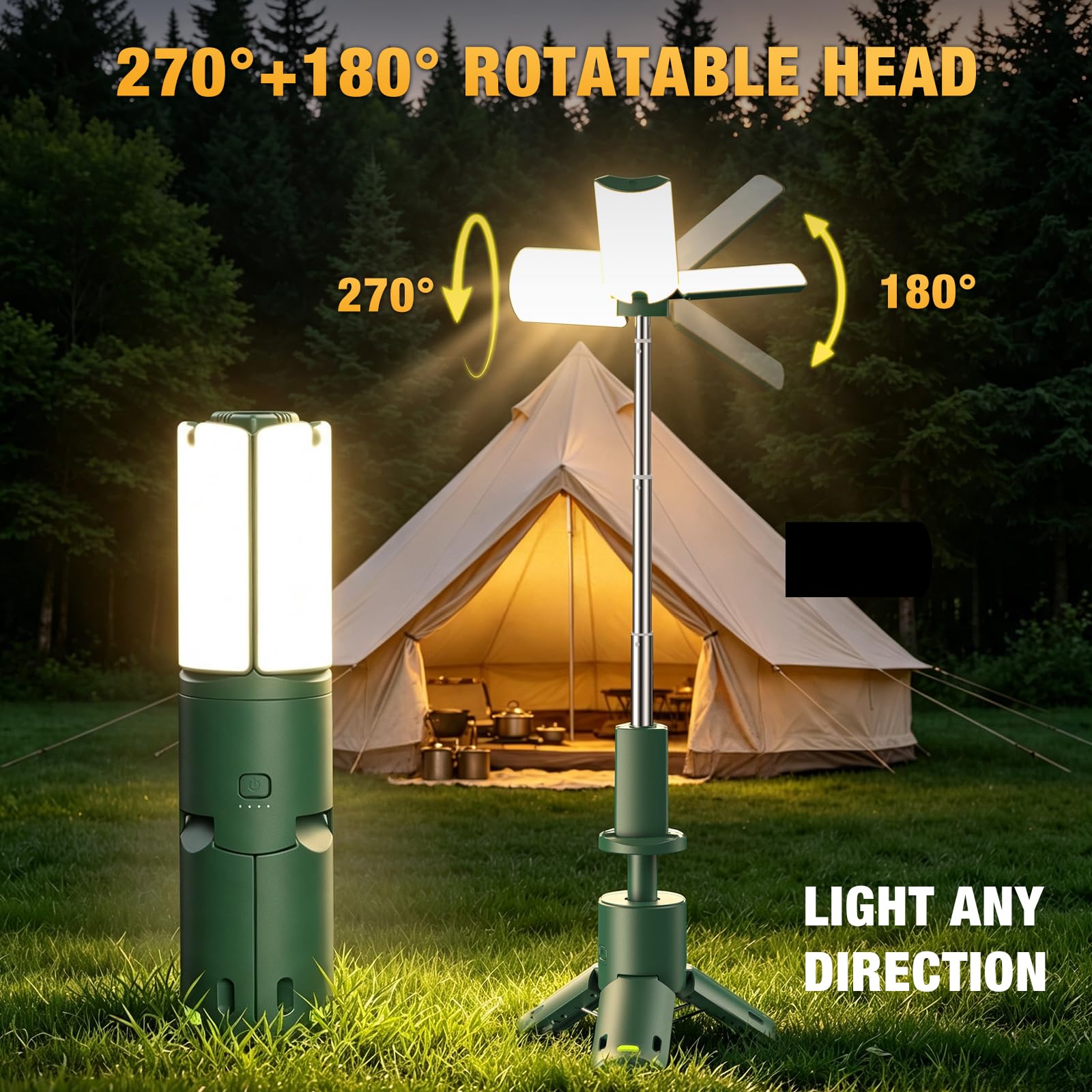 Luce di campeggio portatile con batteria 10000mAh
