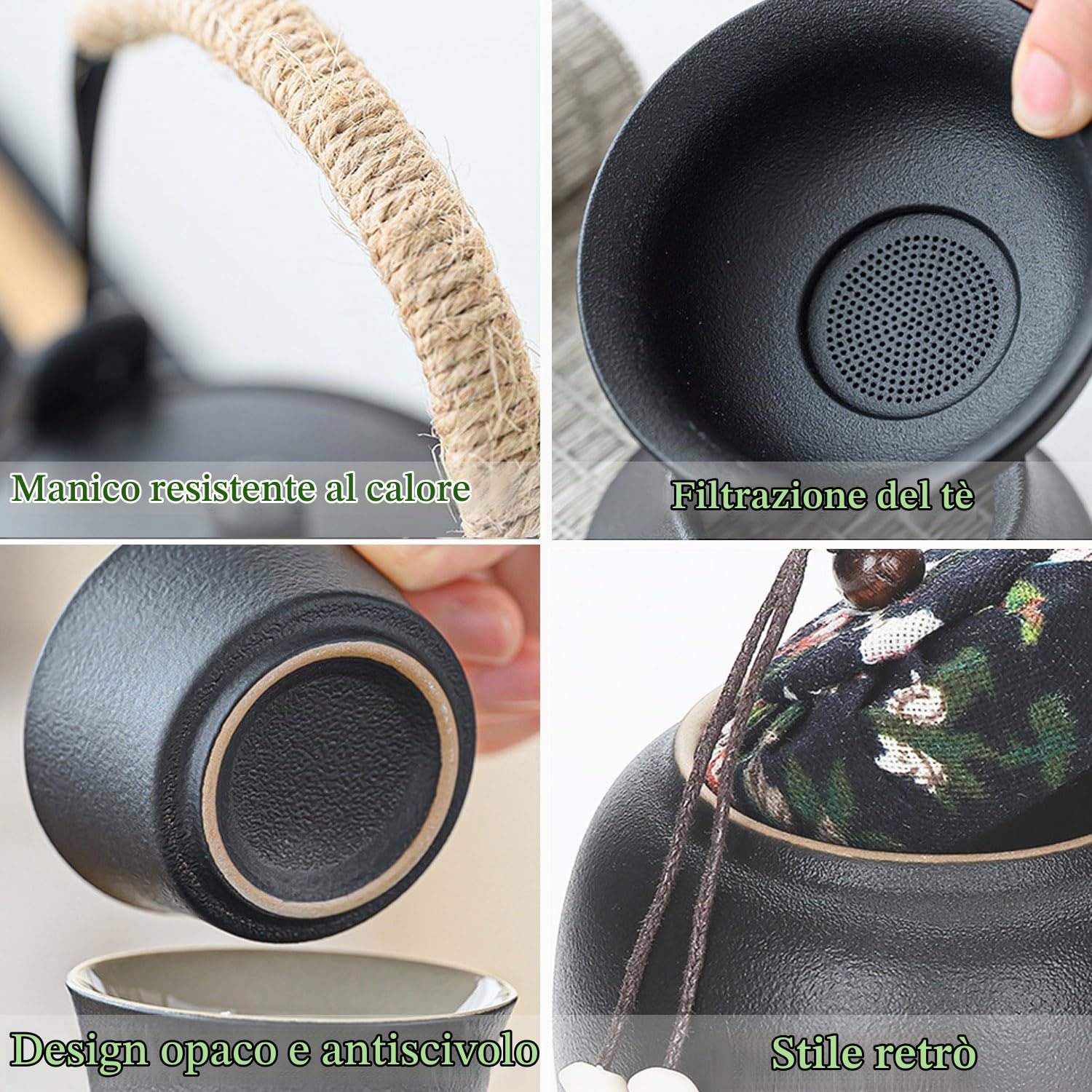 Set da tè da 14 pezzi, set da tè cinese Gongfu in porcellana, bellissimo set di teiera in ceramica con teiera e colino, servizio da tè giapponese, sacchetto regalo tutto in uno, per viaggi