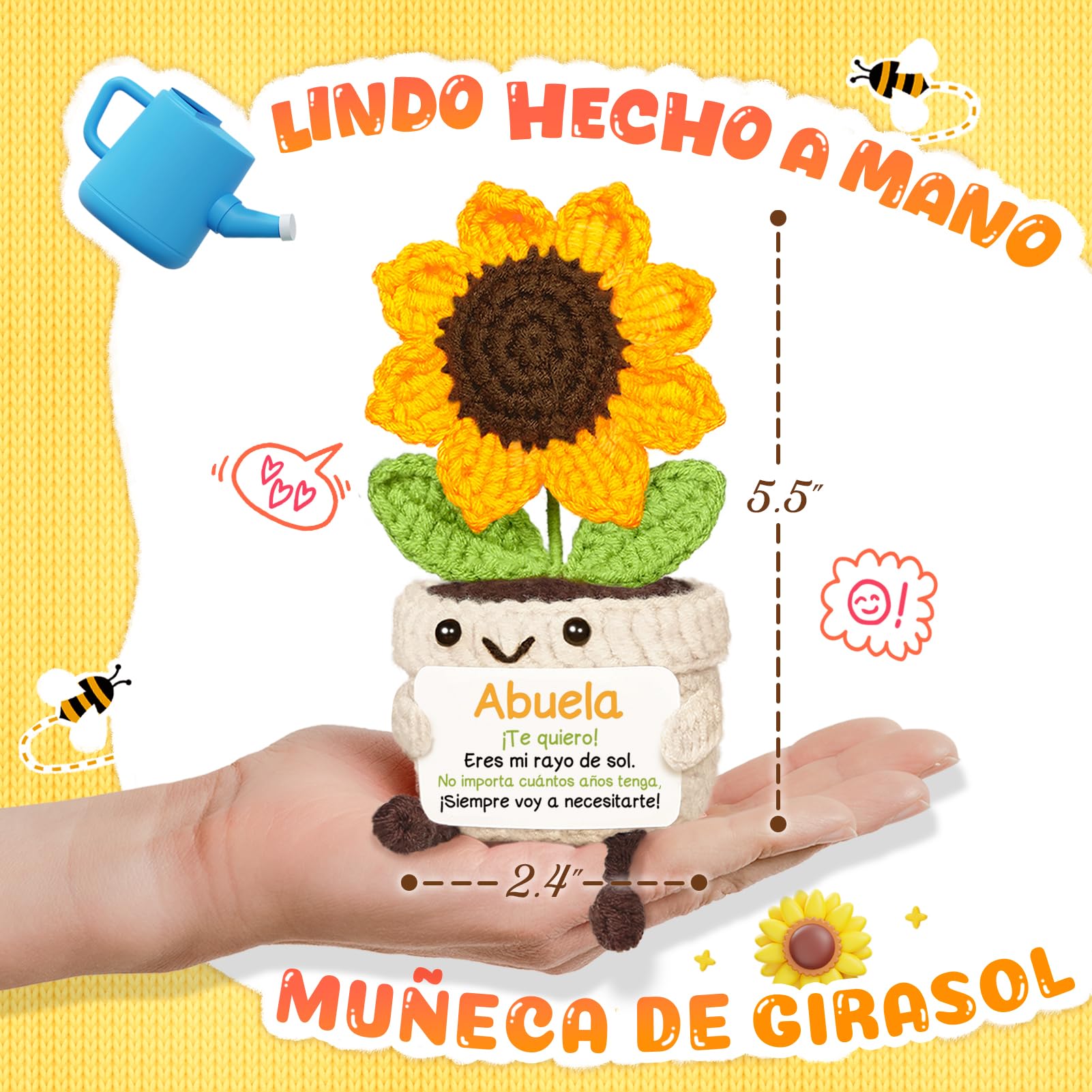 AceThrills Abuela Gifts for Abuela on Birthday Mothers Day, Regalos para Abuela, Regalos de CumpleañOs Navidad para Abuelas Mujer – Girasol Tejido a Mano