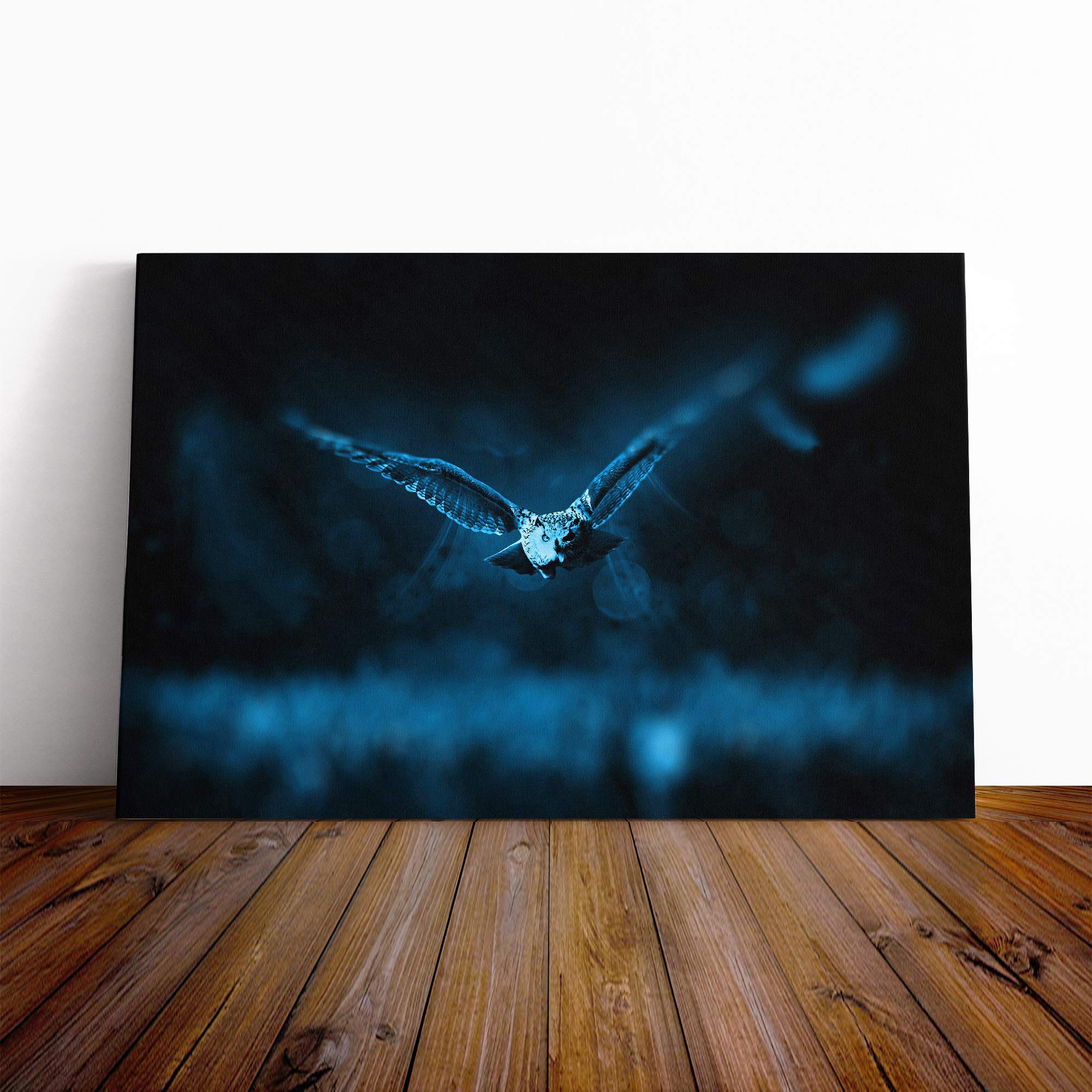 Flying Owl Canvas Print | Gallery Wrapped 30mm Frame Wall Art | 20x14 inches | Ready to Hang | Modern Animals Picture | Living Room Bedroom Lounge Office