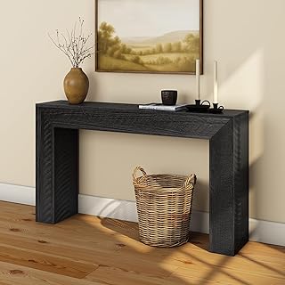 Plank+Beam 56 Inch Camden, Farmhouse Console Table - Solid Pine Wood, Easy Assembly for Living Room or Entryway, Rustic Char