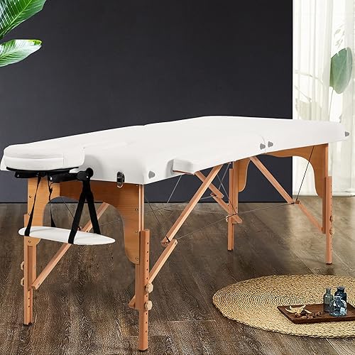 Miniatura 3 de BestComfort Mesa de masaje portátil, altura de cama de spa de 84 pulgadas ajustable, 2 mesas plegables de extensión de pestañas, cuna facial