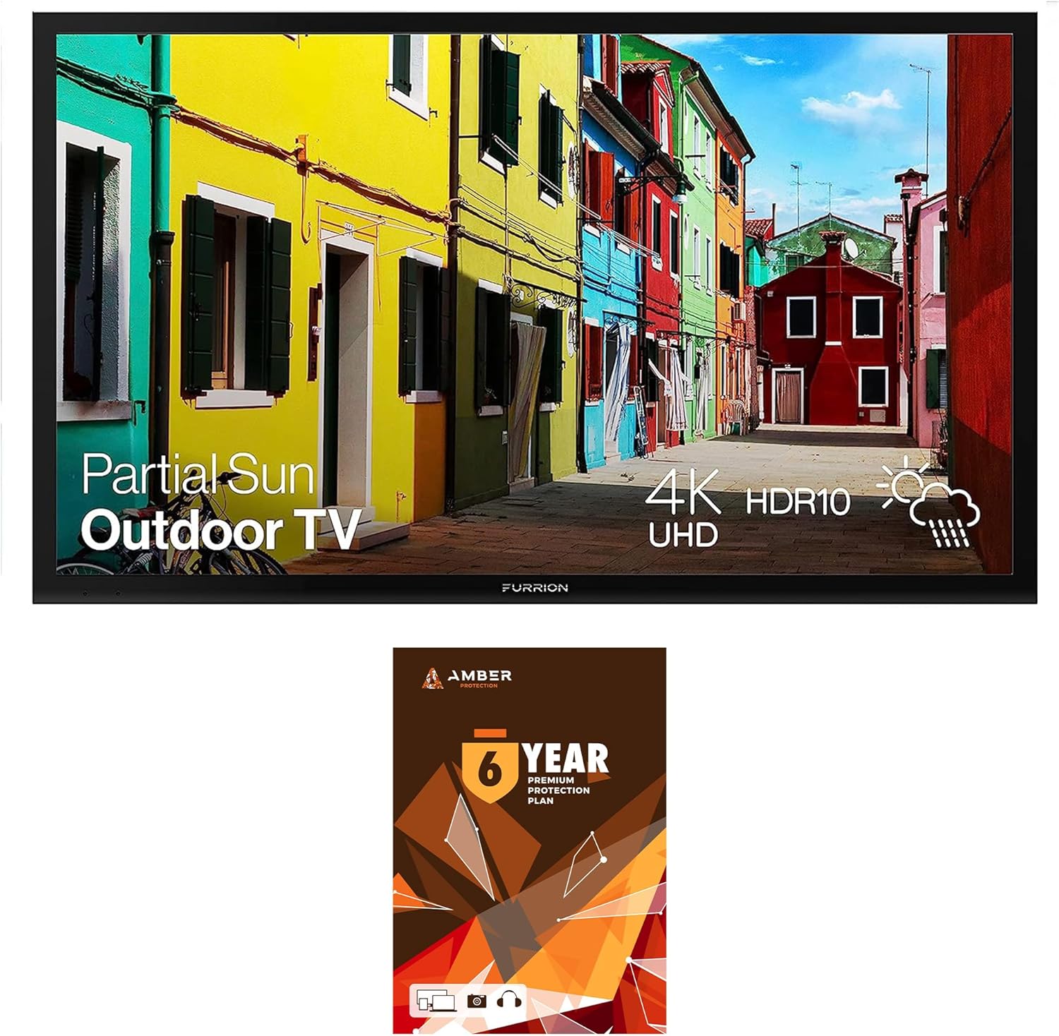 Furrion FDUP55CBS 55 Inch Partial Sun Series Outdoor Weatherproof 4K UHD TV with 6 Year Amber Protection Plan (2021)
