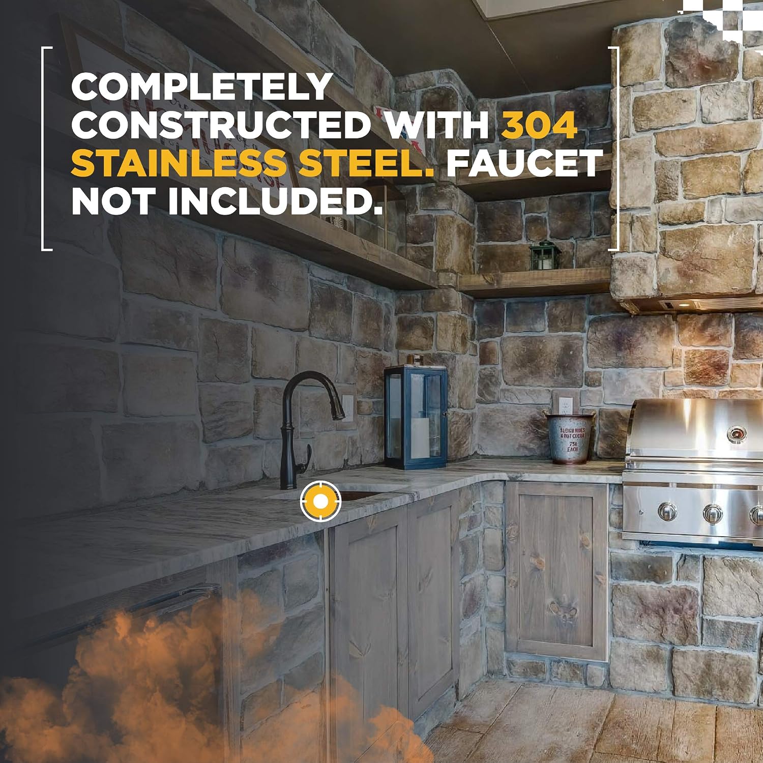 Coyote C1SINK1618 Universal 16x18 Inch Stainless Steel Sink with Drain and Strainer