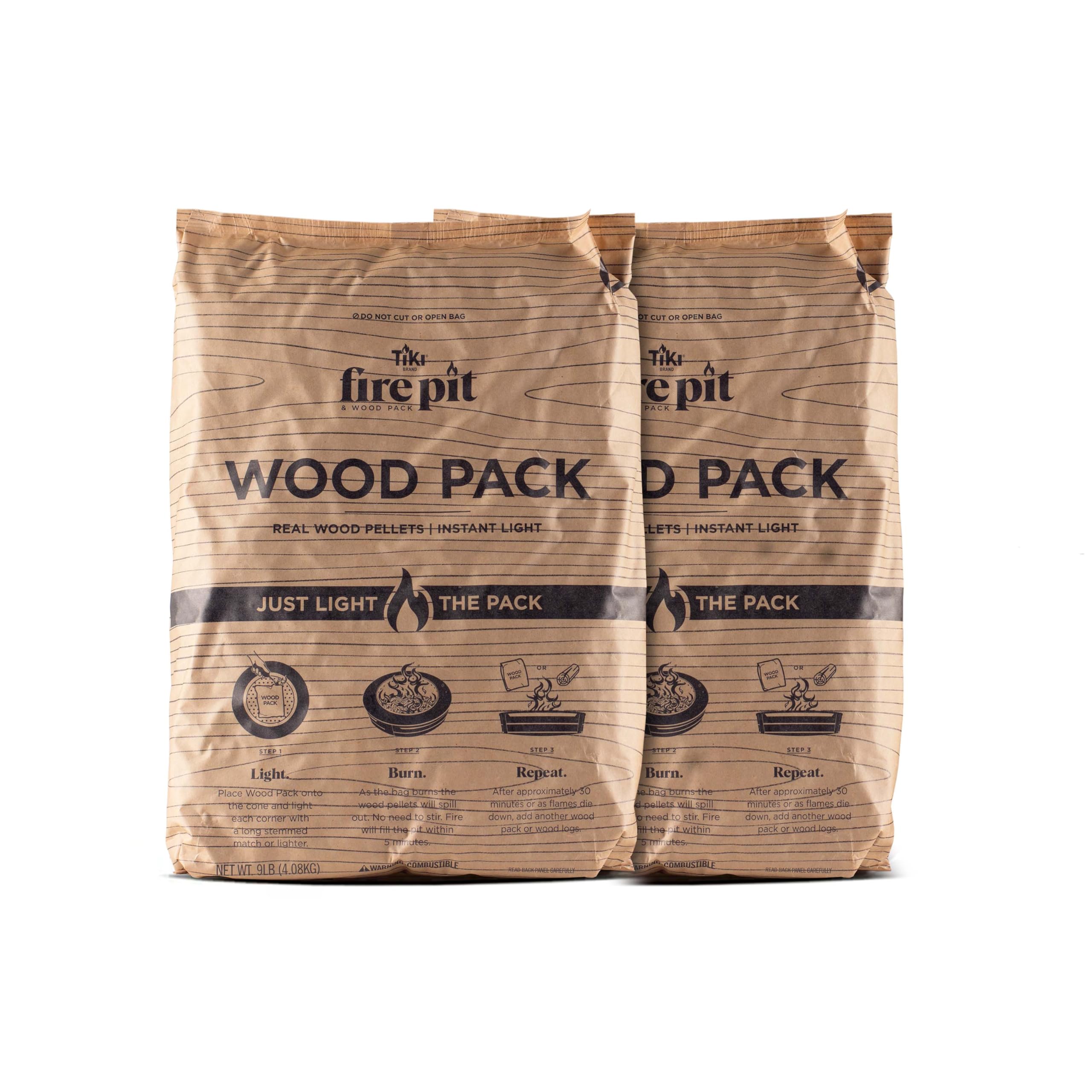 TIKI Wood Pack – 2-Pack Wood Pellets for Smokeless Fire Pits