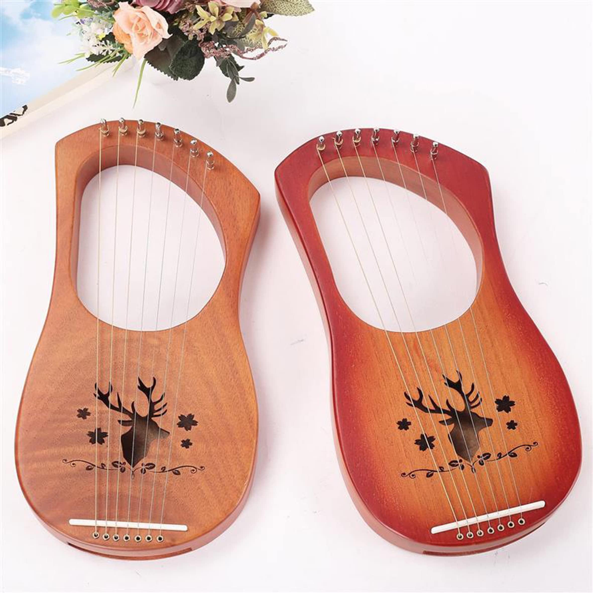 INKNOTE Lyre Harp A Sets of 7 Replacement Metal Strings with 30 Pcs Gold Brass Hollow Rivets, 7 Lyre Harp Strings with Rivets - Image 3