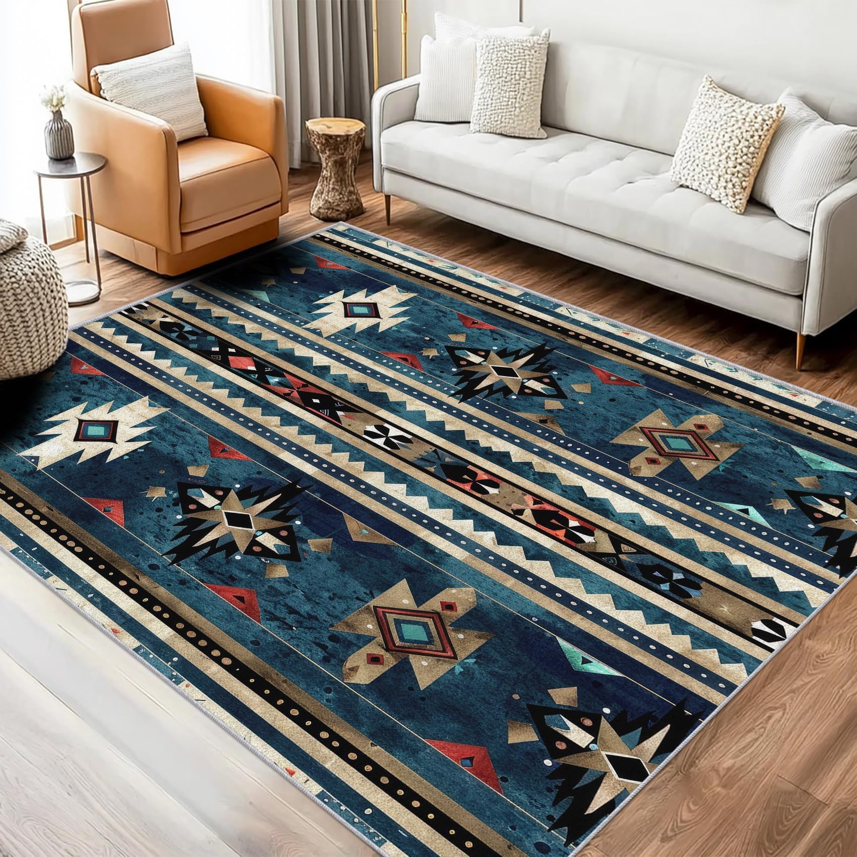 Tapis amérindien vintage pour sublimer la décoration de la chambre au sol
