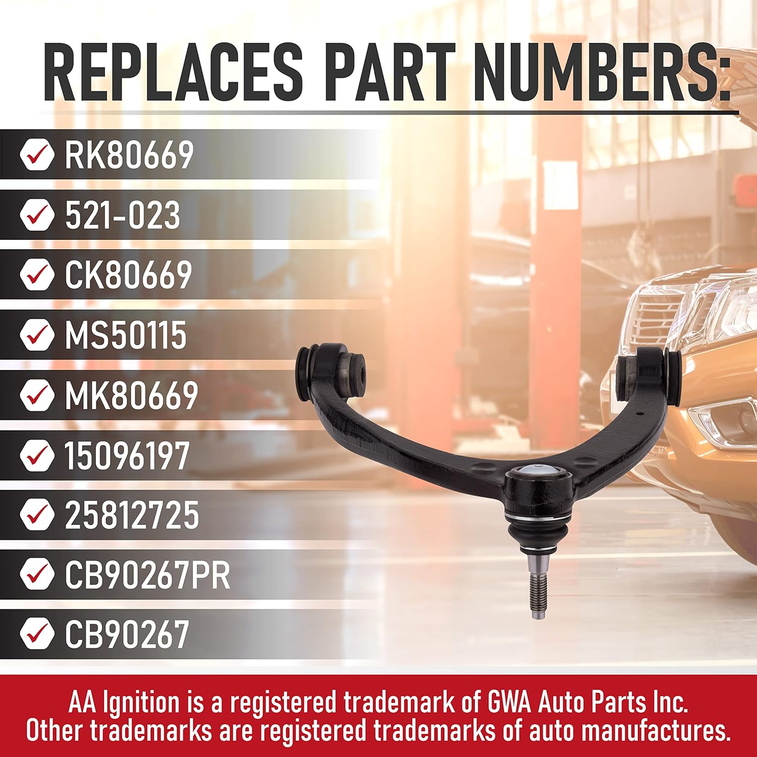 Replacement Front Upper Left Control Arm and Ball Joint Assembly - Compatible with Cadillac, Chevy and GMC Vehicles - Escalade, Silverado 1500, Suburban, Tahoe, Sierra 1500, Yukon - Replaces RK80669