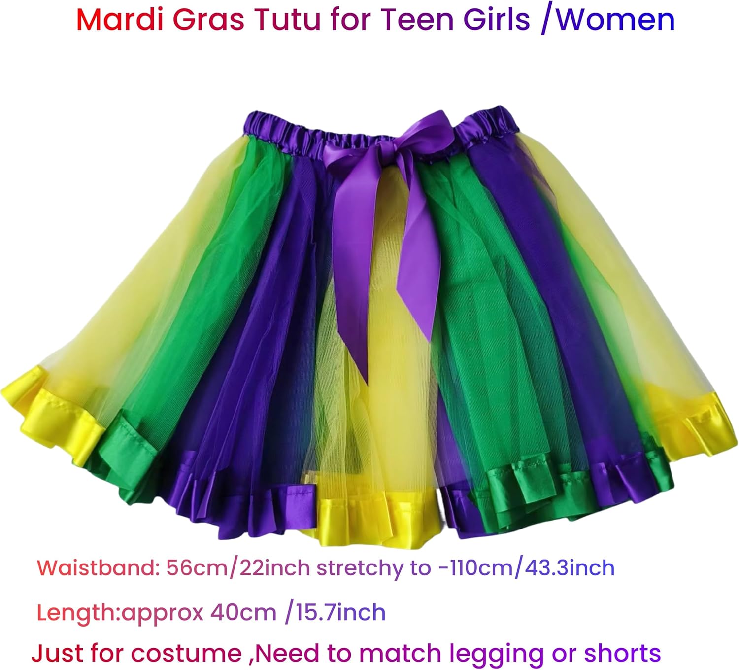Danballto Mardi Gras Tutu Adult 80s Costume for Women Leg Warmer Glove Teen Girls Beads Necklace Accessories - Image 4