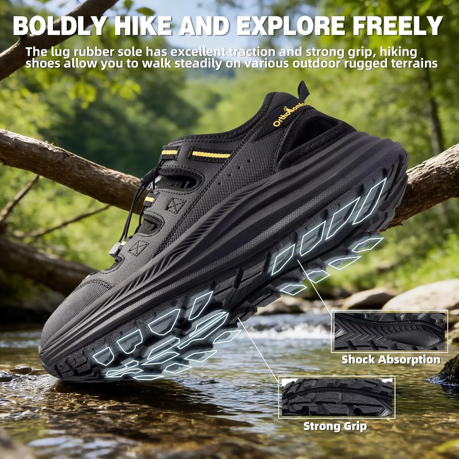 Men's Orthopedic Close Toes Hiking Sandals: Arch Support Plantar Fasciitis Trekking Athletic Sport Shoes, Comfortable Casual Orthotics Adjustable Camping Waterproof Summer Walking Sandals