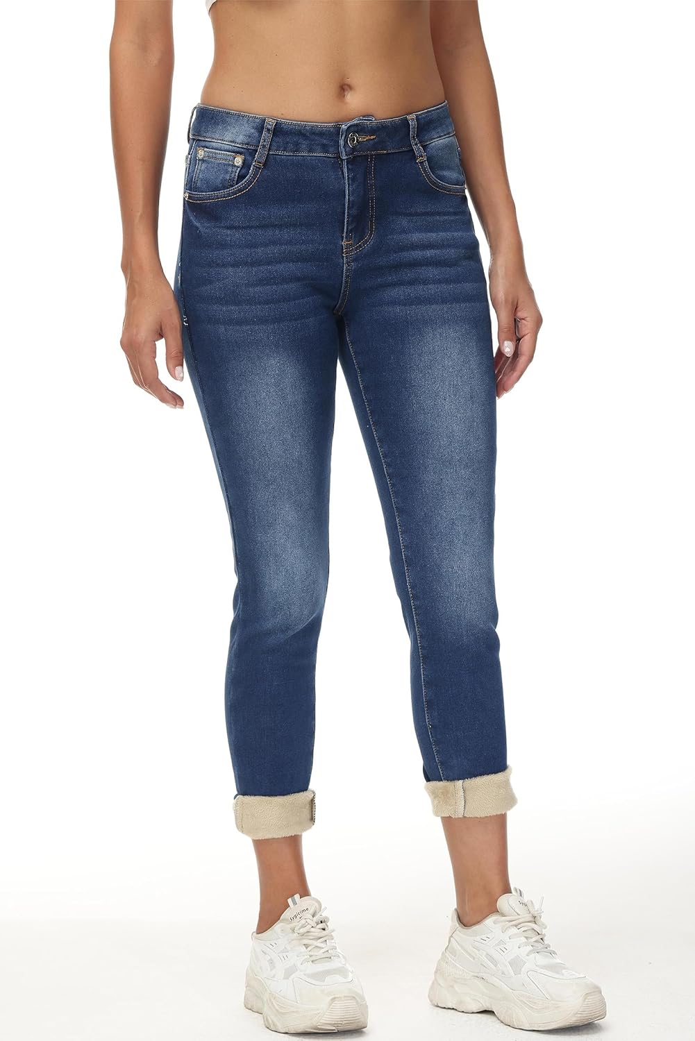 GUNLIRE Women's Fleeced Lined Jeans Winter Skinny Fit High Waisted Thicken Stretch Thermal Warm Pants - Image 7