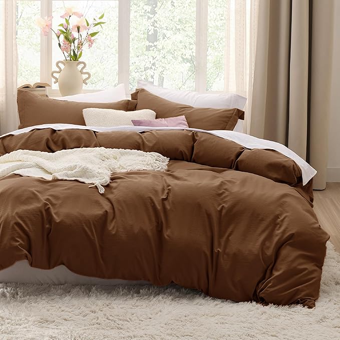 Bedsure Brown Duvet Cover King Size - Soft Prewashed King Duvet Cover Set, 3 Pieces, 1 Duvet Cover 104x90 Inches with Zipper Closure and 2 Pillow Shams, Comforter Not Included