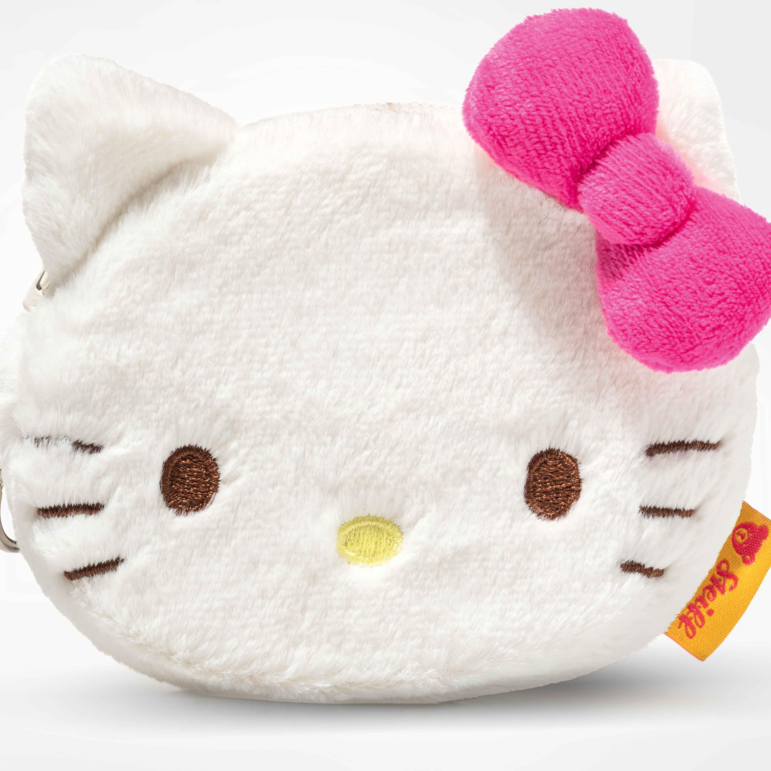 Steiff Hello Kitty Geldbeutel 10 cm, Plüsch Portemonnaie mit Karabiner, Hello Kitty Münzbörse mit Kartenfach, ideal für Kinder & Fans