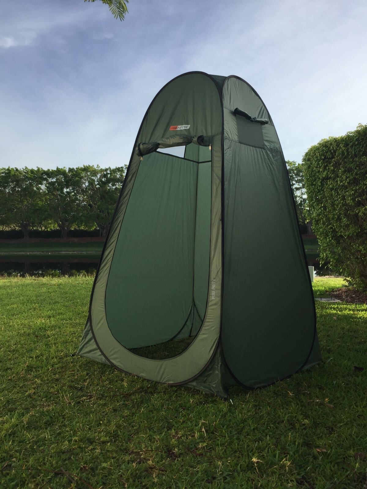 NTK Pod Poty 3.6x3.6 Ft Portable Pop Up Privacy Shelter Dressing Changing Tent Cabana Window Room, Camping Shower Toilet Tent. Easy Assembly, Durable Fabric Full Coverage Rainfly.