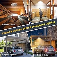 Vista 4 de Solar Ceiling Lights Indoor Outdoor 2 Pack, Dimmable Daytime 3000K/4000K/6000K Solar Shed Lights with ON/Off Switch & Remote, Waterproof Barn Lights