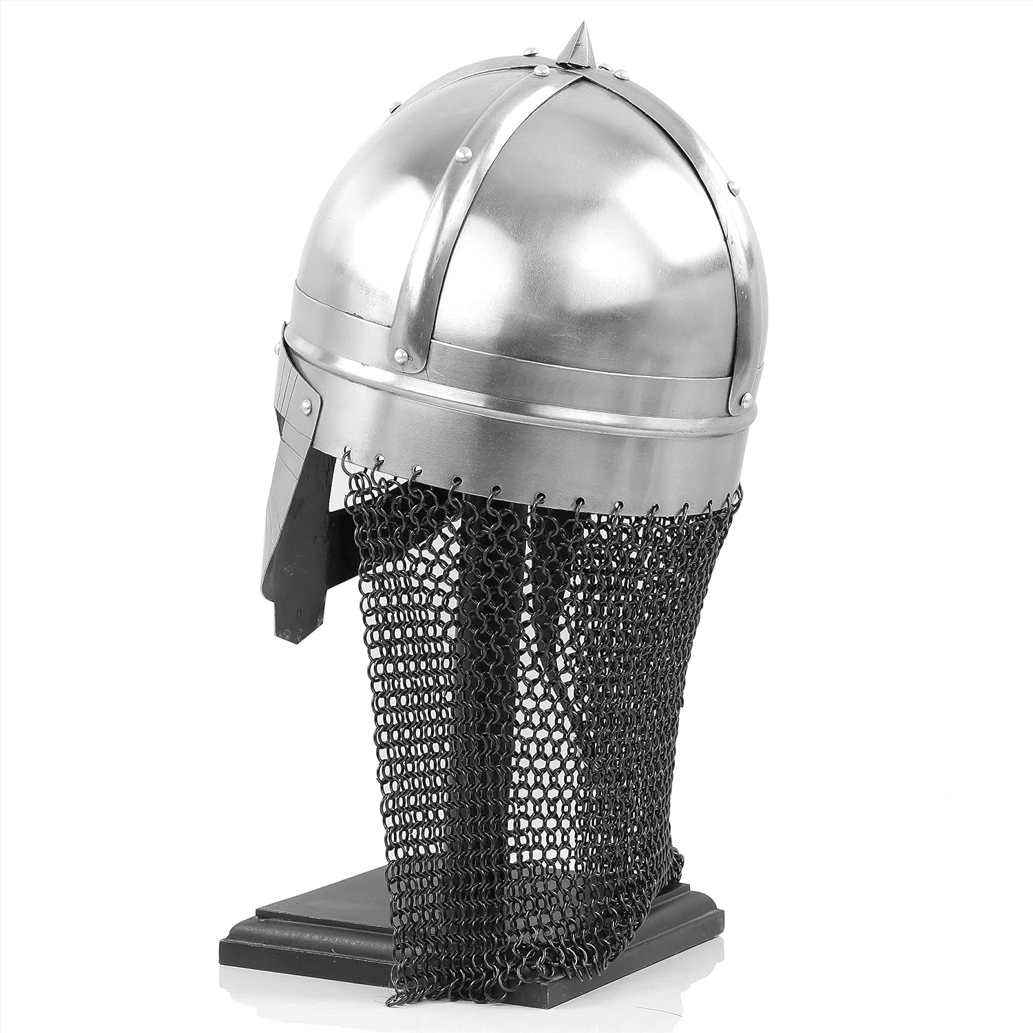 Nagina International Gjermundbu Viking Helmet With Chainmail & Wooden Premium Base | Medieval Warrior Wearable Armor Helmet | Leather Padded Lining| Roman Trojan Warrior Knight Spartan LARP Costume