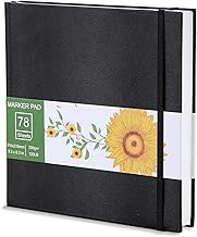 Goldeluxe Sketchbook 21×21 cm, 156 pages (78 sheets), thick acid-free paper 200 g/m², waterproof PU hardcover, alternative to sketchbook a5, design with drawing pad and tear-off sheets
