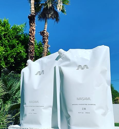 Miniatura 8 de MASAMI Mekabu - Acondicionador hidratante de 32 onzas, bolsa de recambio | Sostenible | Reciclable | Calidad de salón | Color seguro | Algas marinas