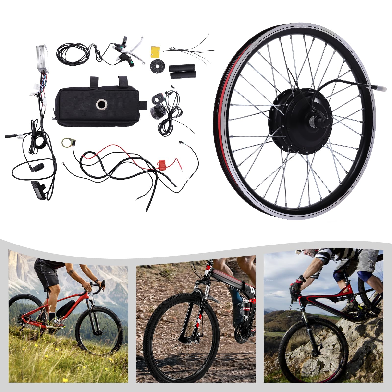 Kit de conversion pour vélo électrique 20" 36 V 350 W Moteur moyeu avec écran LCD