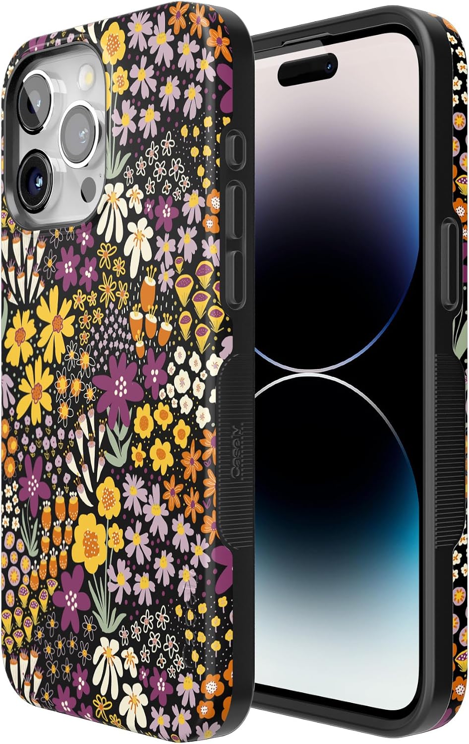 Casely iPhone 15 Pro Case | Falling for You | Plum Floral | Bold Protective Design | Compatible with MagSafe