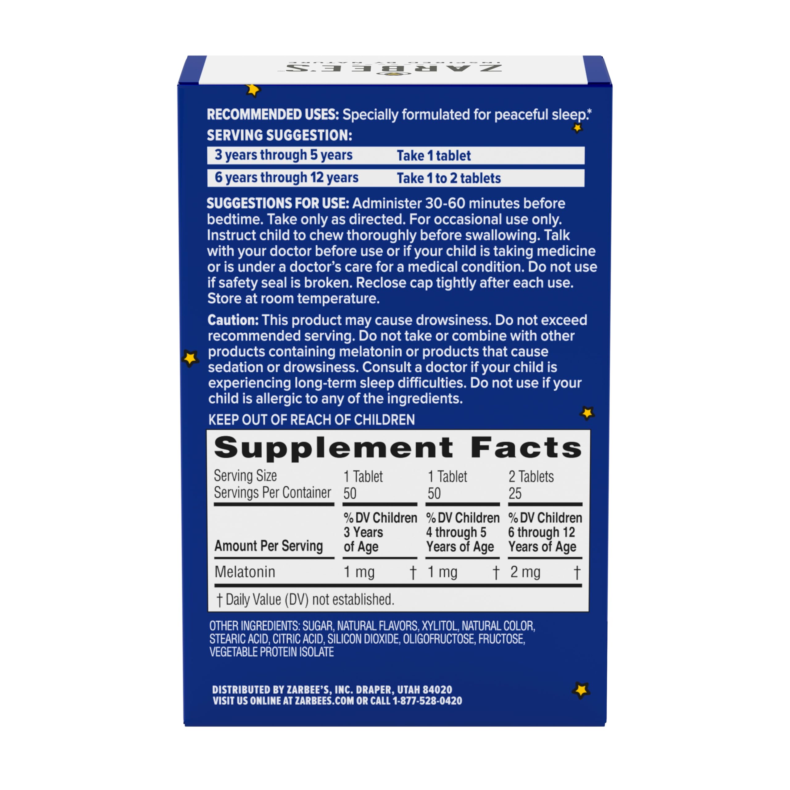 Zarbee's Kids Melatonin Sleep Chewable Tablets, 1mg Melatonin, 50 ct — Amazon image 8