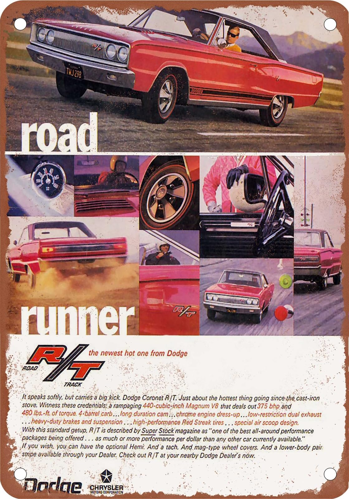 Miaomansenstore Metal Sign - 1967 Dodge Vintage Ad 01 - Old Retro Rusty Look Home Decor