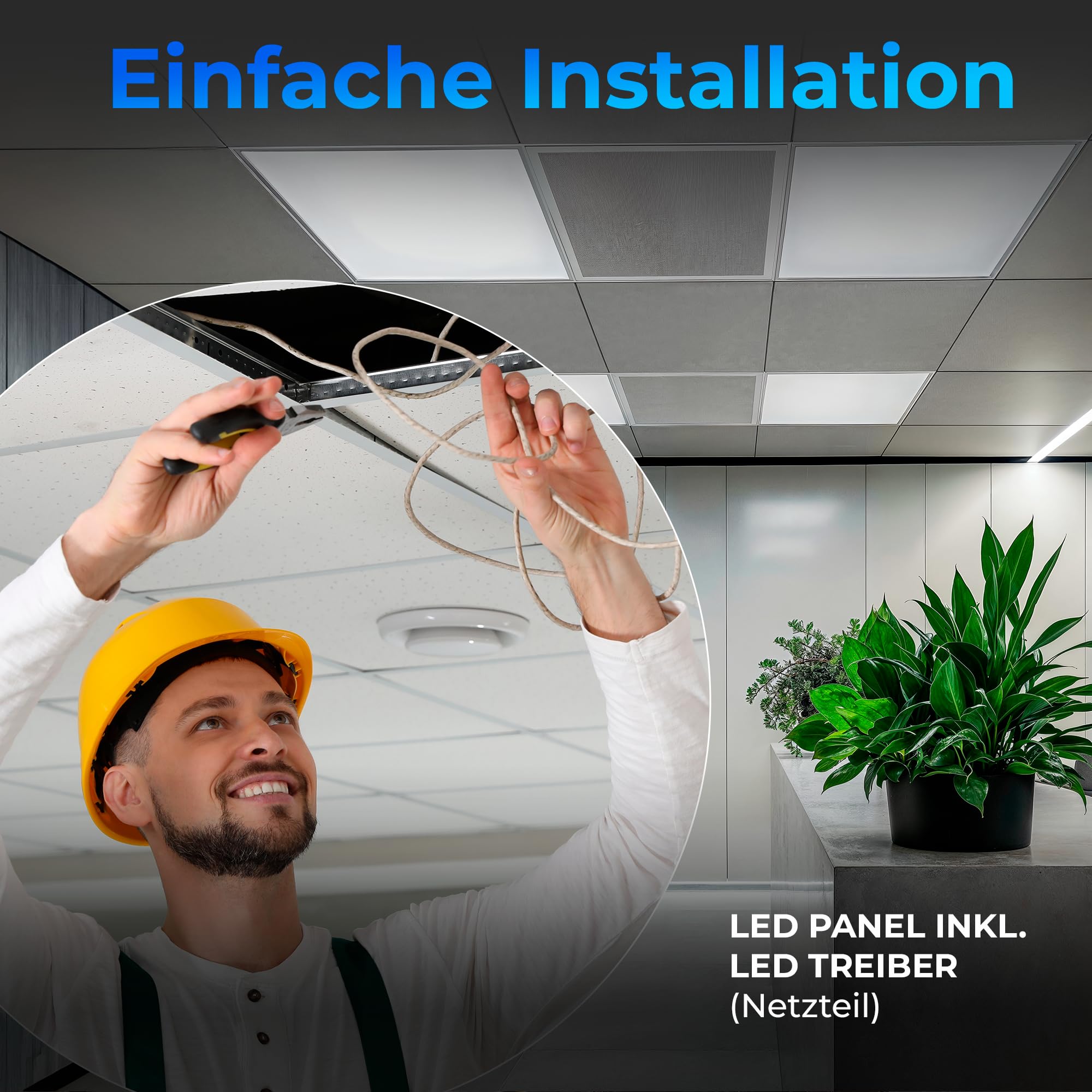 prosto LED Panel 62x62 Deckenlampe | 4000 lm inkl. Netzteil | Deckenpanel | Flickerfrei Einbau Büro Deckenleuchte | Bürolampe | Warmweiß 3.000 Kelvin (Neutralweiß 4.000 Kelvin, 2er Pack)