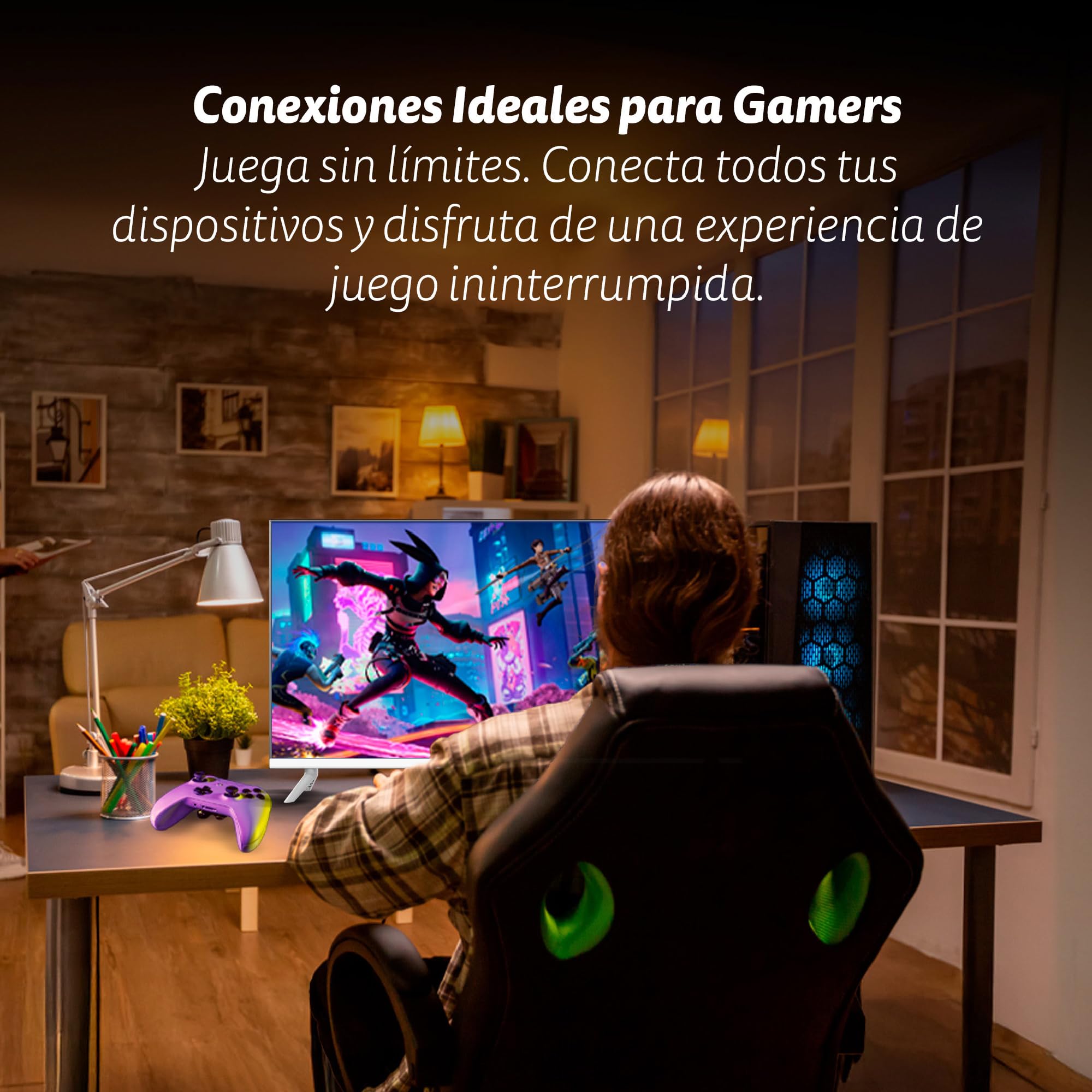 Televisor LED-3225VDBLANCO de 32” con resolución FHD, Sistema VIDAA, 3 HDMI, 2 USB, Wi-Fi y Sonido estéreo 16W