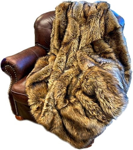 Miniatura 6 de Fur Accents Suntuous - Manta de lujo de piel sintética, calidad de diseñador, fabricada en Estados Unidos (58 x 80 pulgadas, zorro con punta negra)