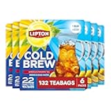 Lipton Cold Brew Iced Tea Bags, Family Size Iced Tea Bags, 132 Total Bags (22ct - Pack of 6)