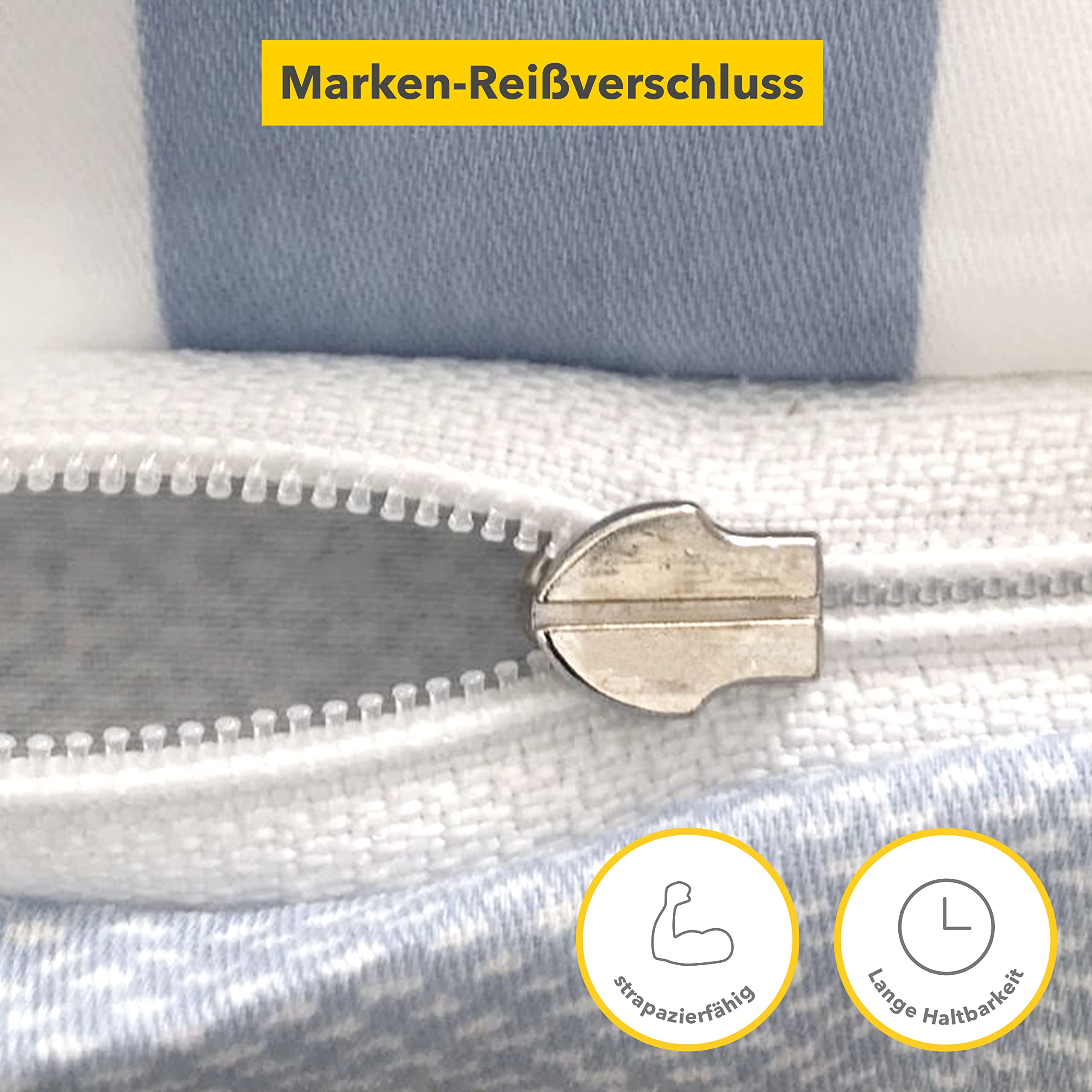 Bettwäsche aus 100% Baumwolle 2tlg. 155x220 + 80x80 cm Karo blau weiß | Renforcé Bettwäsche mit Reißverschluss, leicht, atmungsaktiv, bügelfrei, ideal für Frühling, Sommer, Made in EU, OEKO-Tex