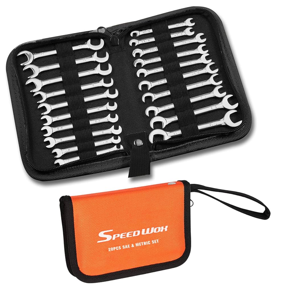 SPEEDWOX Mini Double Open End Wrench Set, 10-Piece Metric
