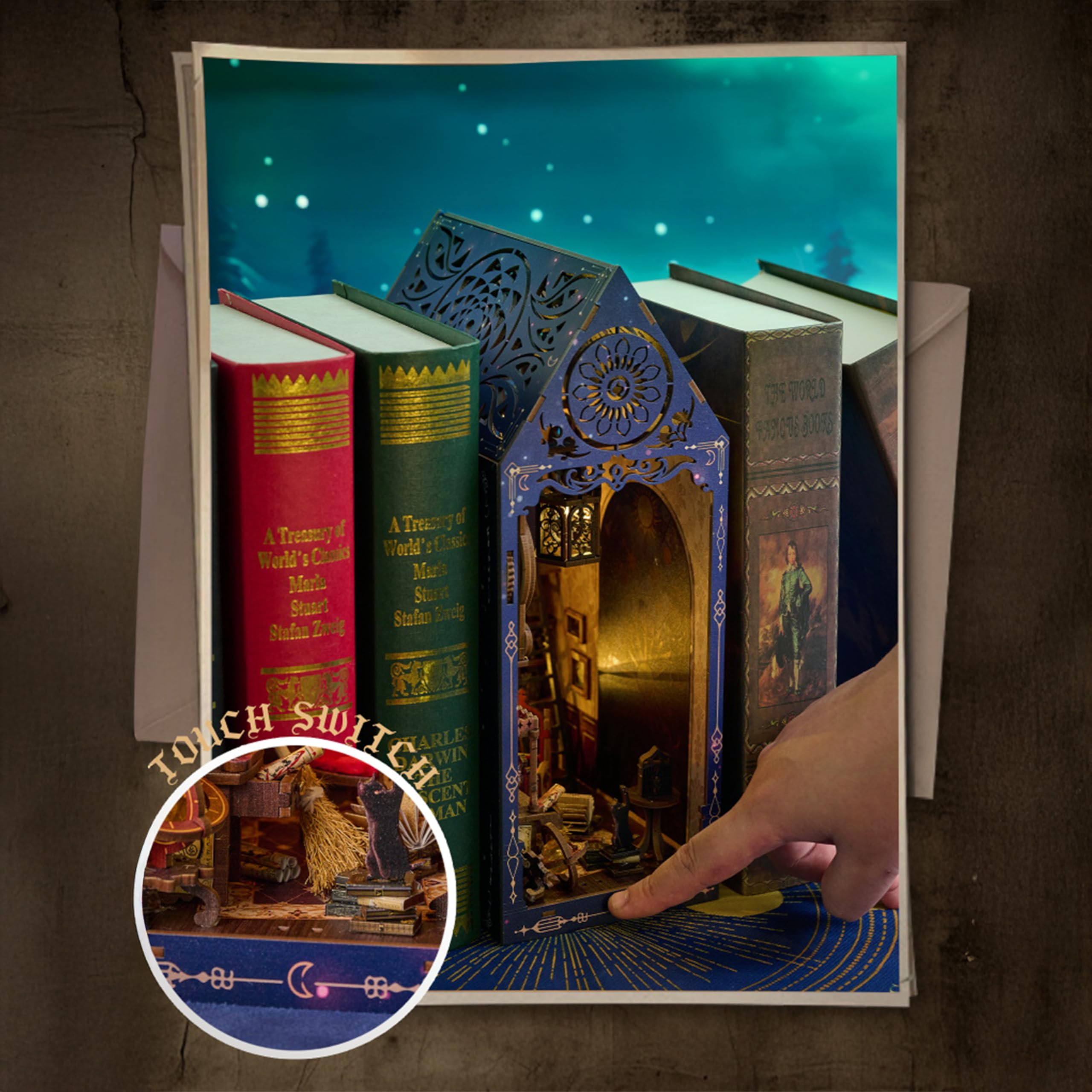 Crafts&Co® Book Nook Miniatur Bastelset | DIY Papiermodell | Detailliertes Bastelprojekt für Anfänger | Bastelspaß für Jung und Alt | Magische Schule