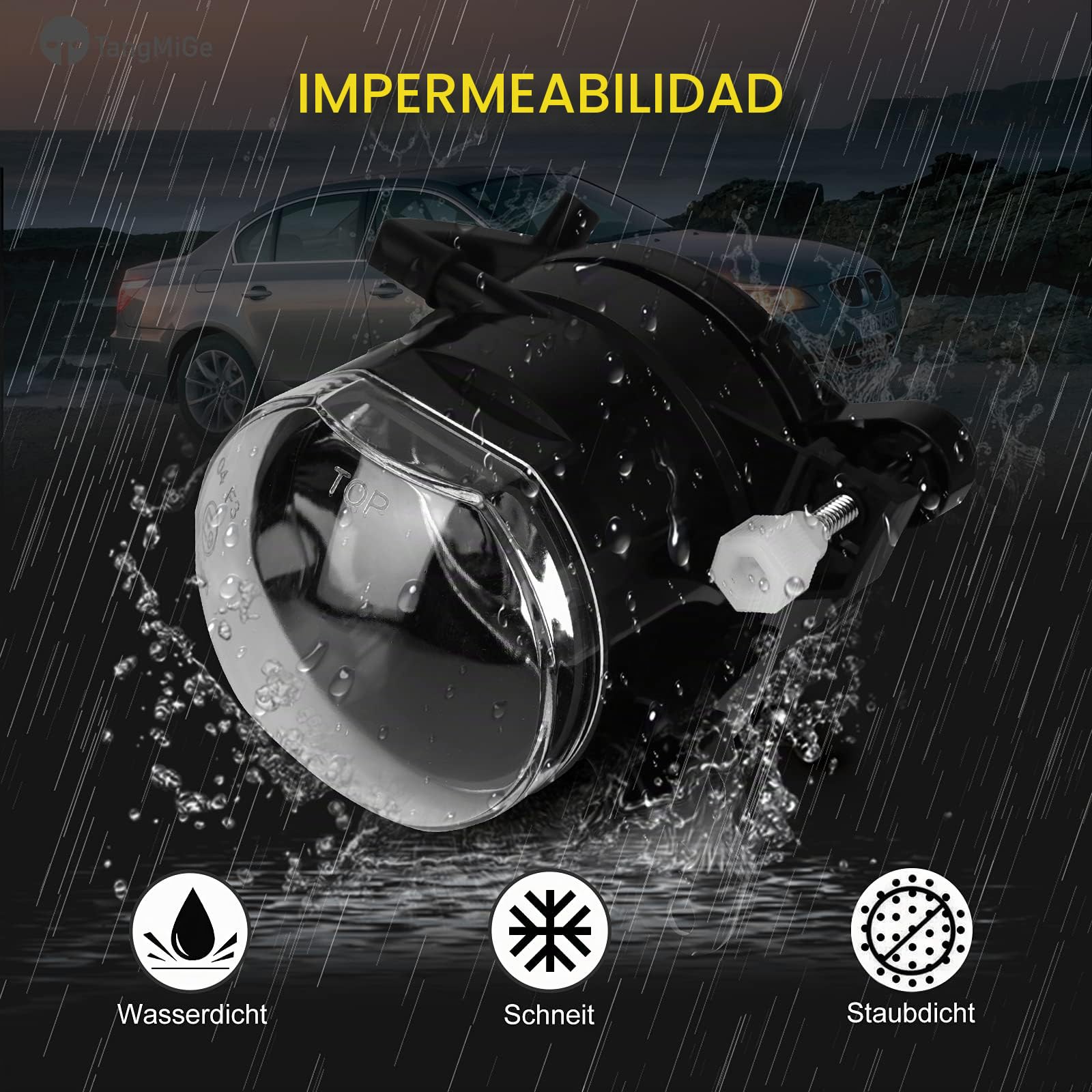 TangMiGe Luces antiniebla compatible con BMW (E90 E91 E46 E60 E61 E63 E64 E83) Serie 3 5 6 X3, 01/2003-12/2012, HB4, 1 Par (Claro)