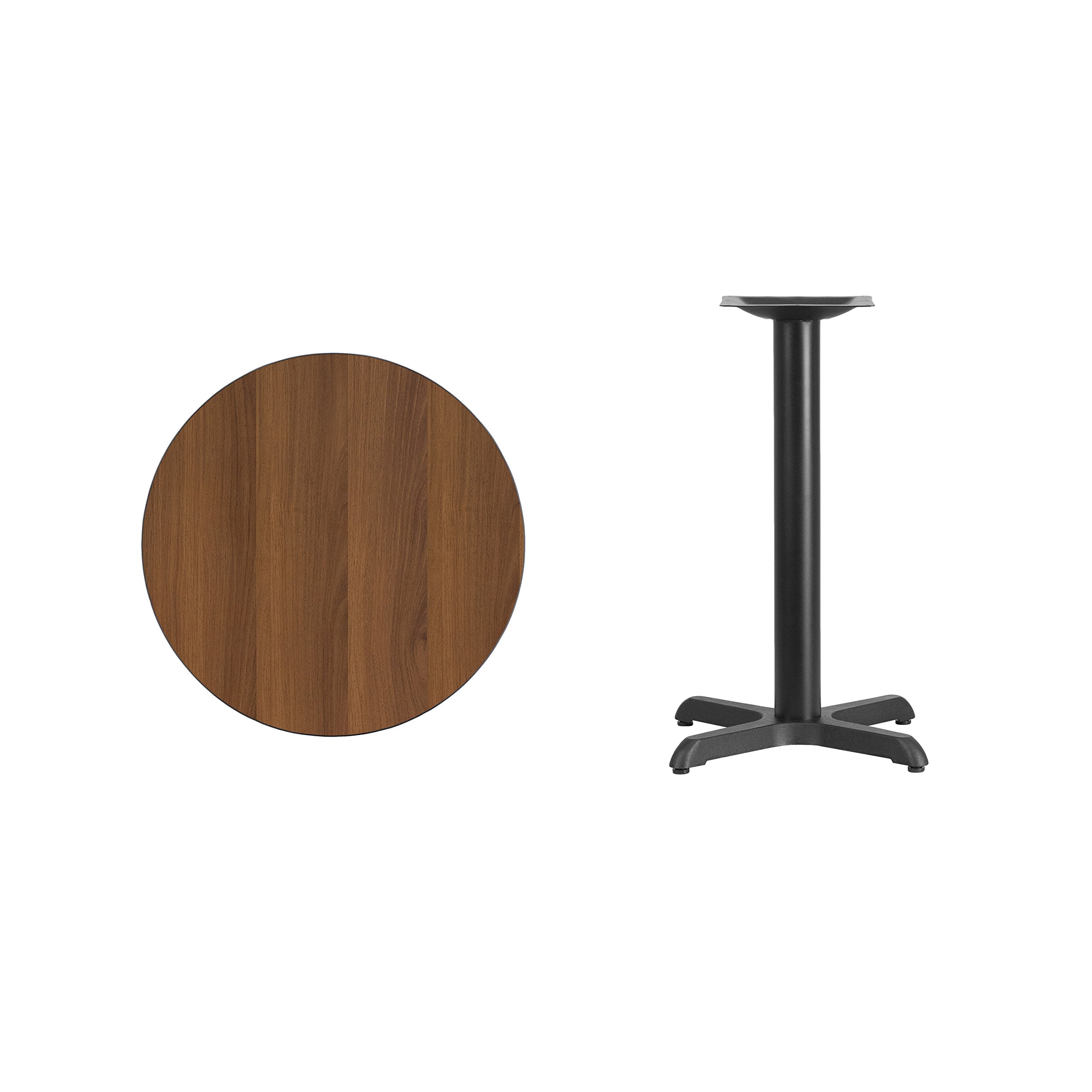 ( incomplete table top only) Flash Furniture 24'' Round Walnut Laminate Table Top with 22'' x 22'' Table Height Base