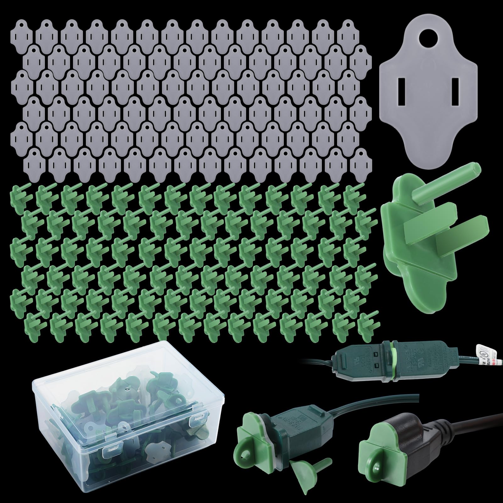 110 Set Green Christmas Light Weatherproof Gaskets and Plug Covers