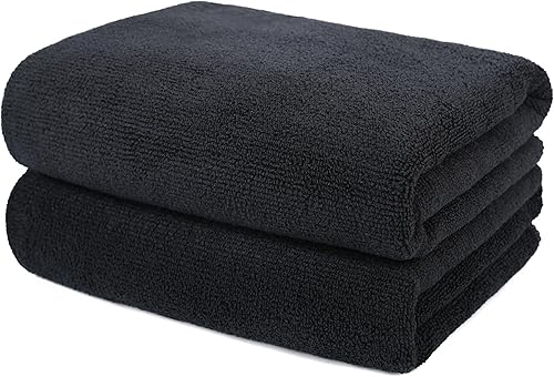 Toallas de microfibra para secador de pelo, juego de 2 (20 x 40 pulgadas), profesionales, superabsorbentes, de secado rápido (negro)