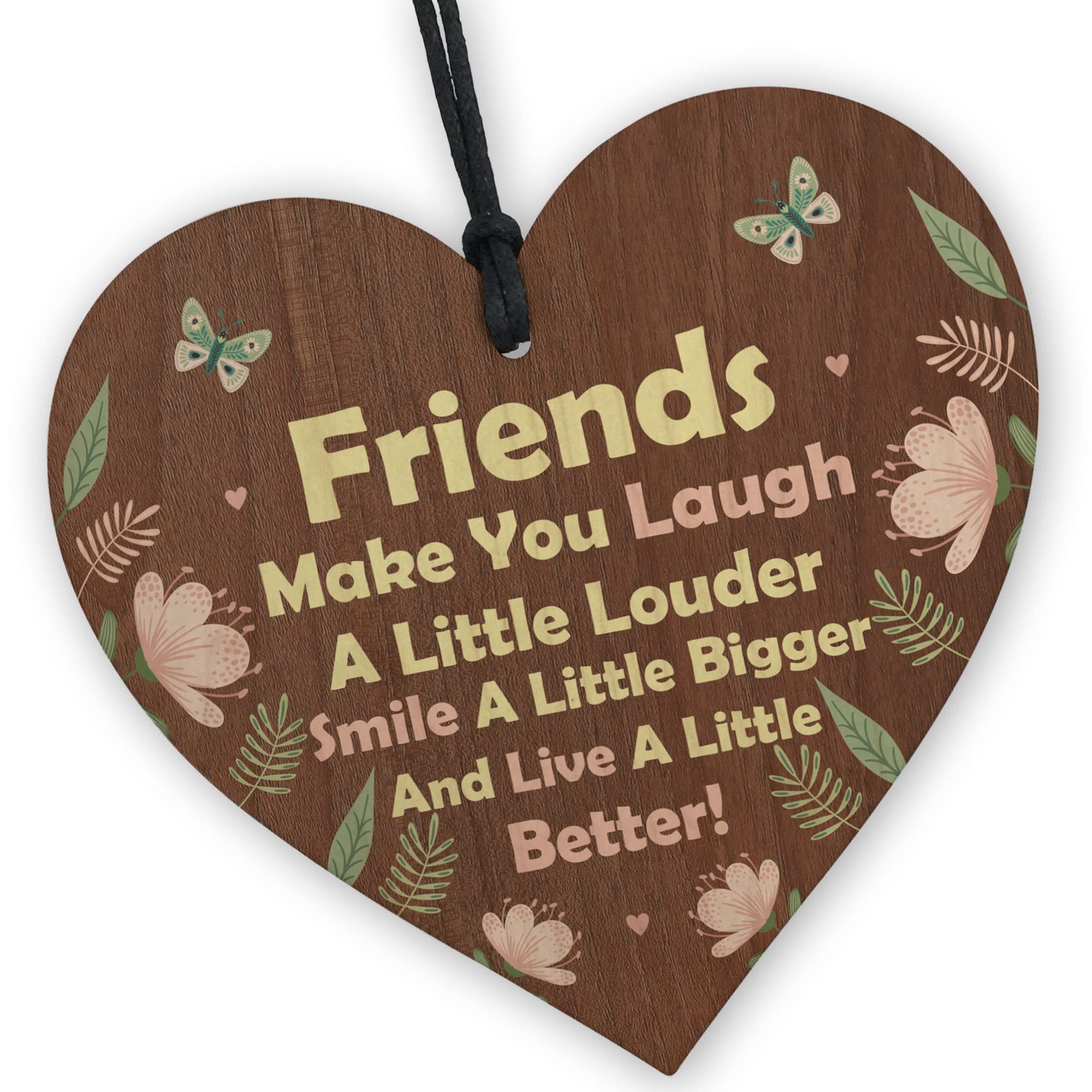 Red Ocean Friends make you laugh a little louder | best friends wooden hanging heart | sentimental inspirational gift for cheer up women | friendship present | her girls woman
