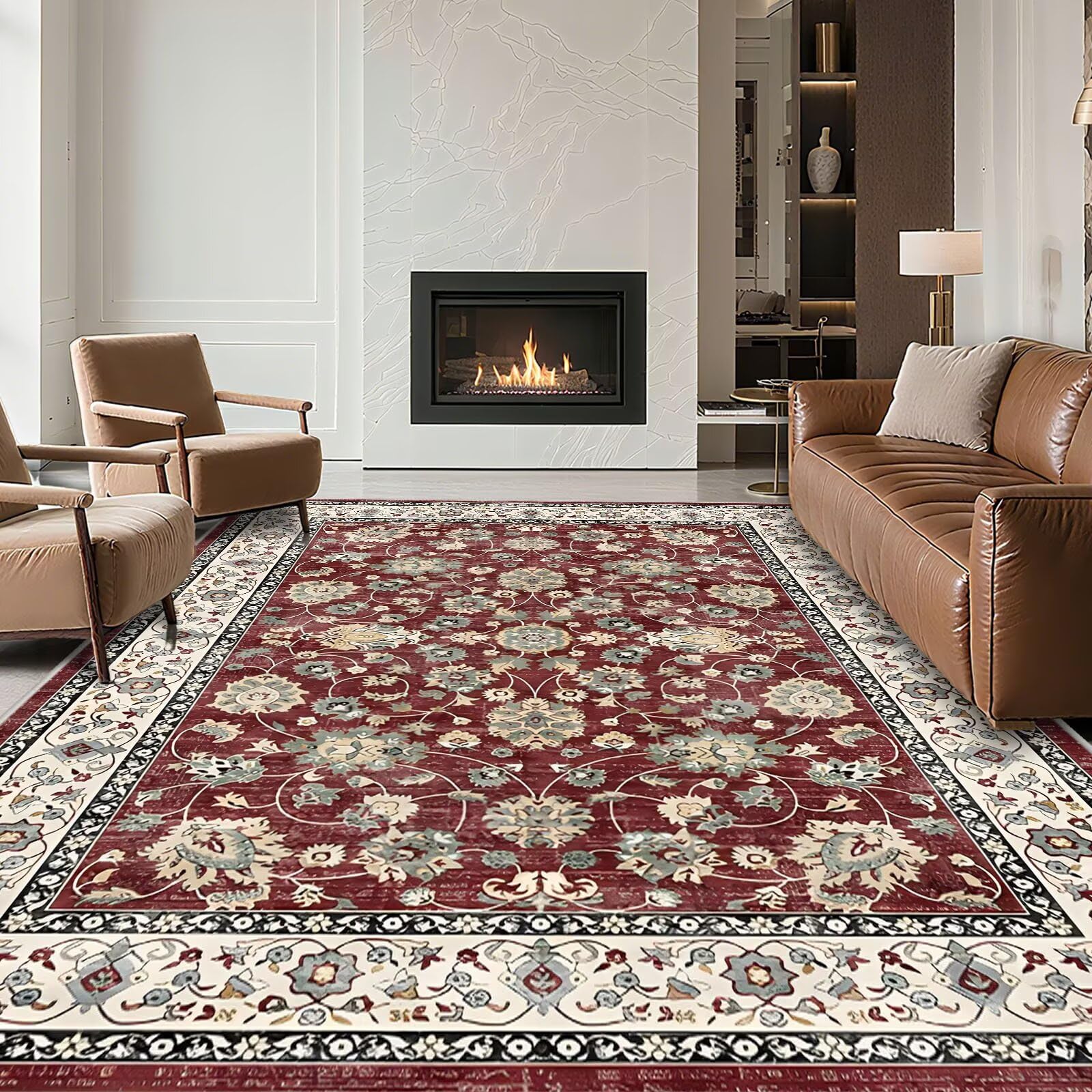 Tapis antidérapant et lavable Slish rouge grand format 200x300