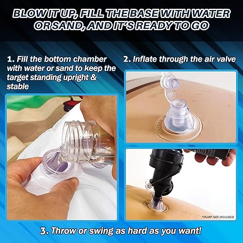 Miniatura 5 de Super Pumped! Juego inflable de béisbol y fútbol de doble cara, juguete inflable con fútbol suave, béisbol y bate inflable, divertidos juegos de