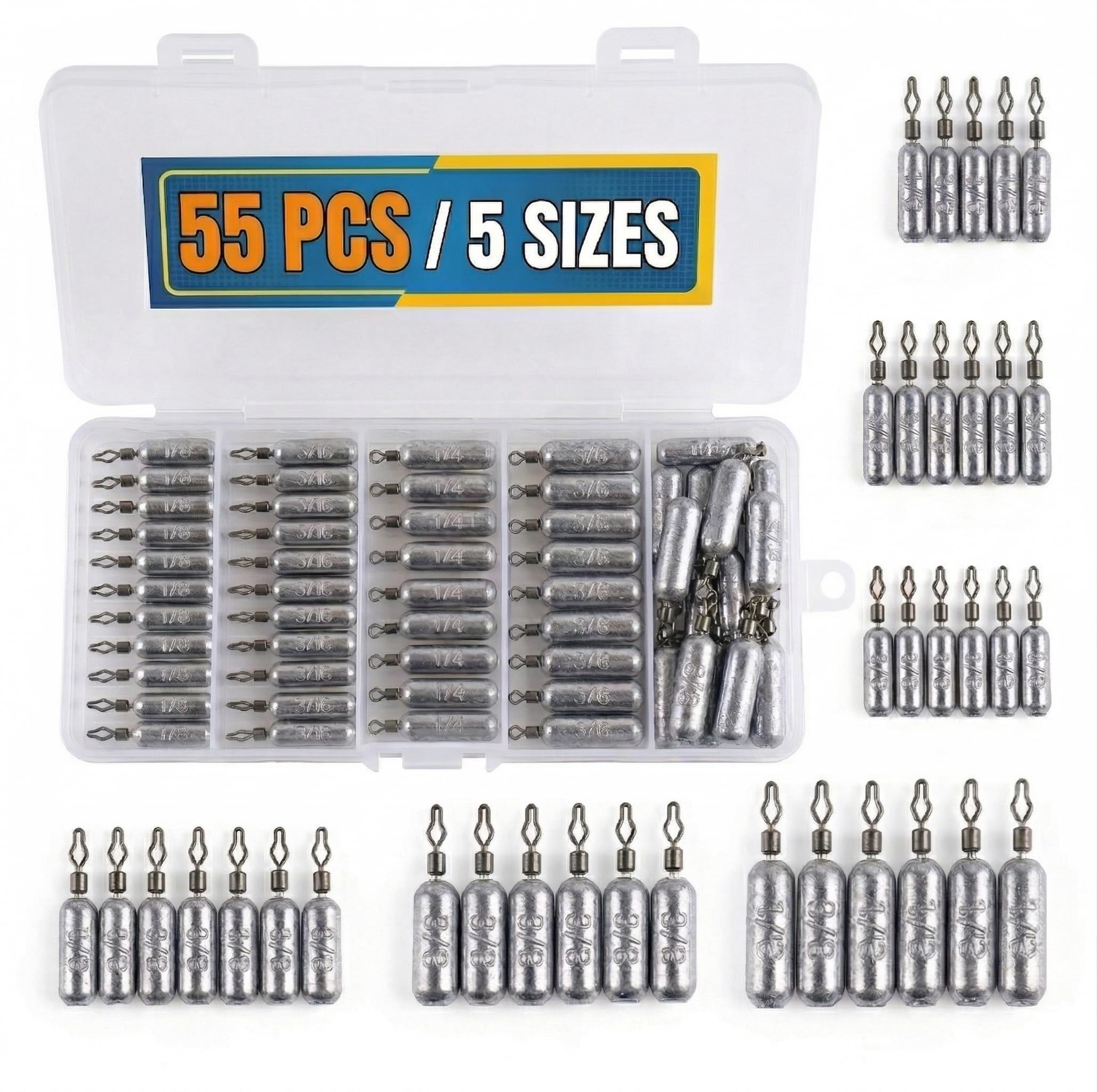 Drop Shot Fishing Weights, Lead Sinkers, 1/8oz, 3/16oz, 1/4oz, 3/8oz, 1/2oz, for Bass Fishing, Drop Shot Rig, Wacky Rig, Finesse Fishing