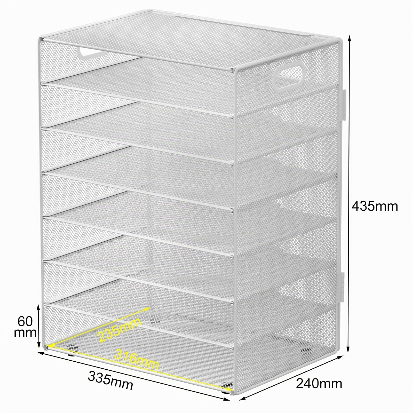 EasyPAG 7 Fächer A4 Metall Büro Schreibtisch Organizer Dokumentenhalter Aktenablage Zeitschriftenhalter Briefablage Papier Magazin Organisator,Weiß