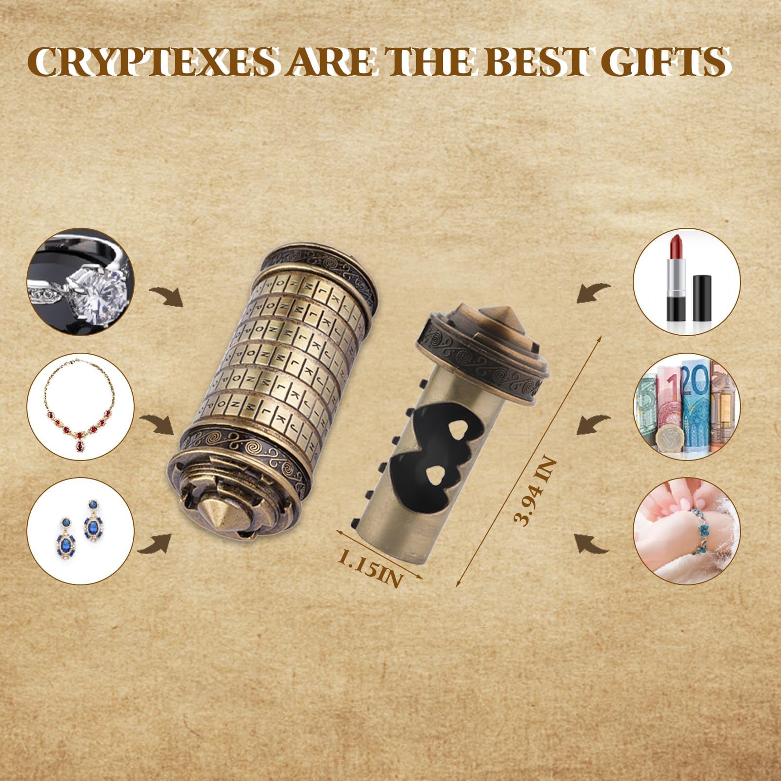 Leonardo Cryptex Giocattolo Retrò in Stile Mini, Regalo Interessante per Natale, San e Compleanno