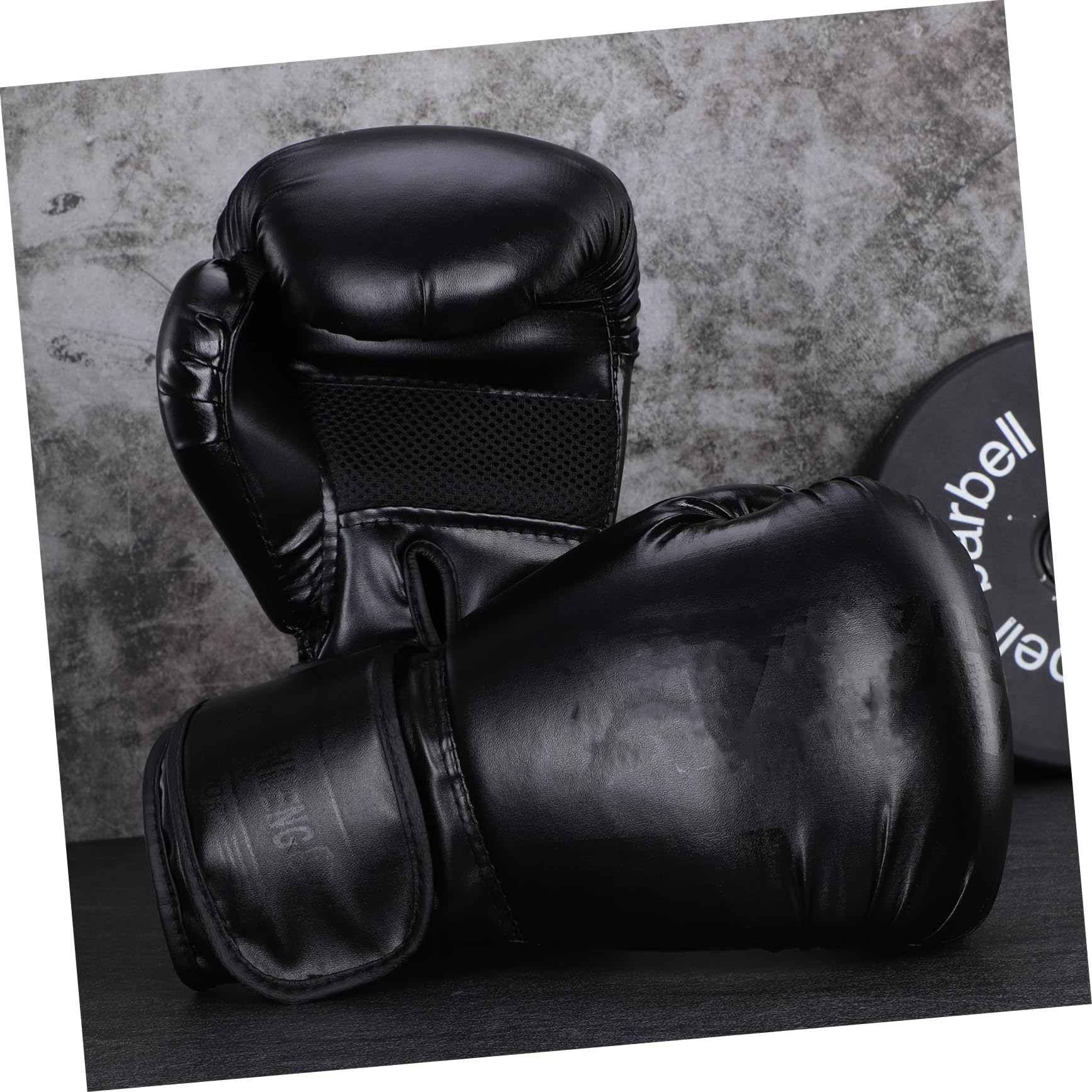 Boxhandschuhe 12 Unzen und Ergonomischem Design aus Schwarzem Pu mit Stabilem Griff für Herren für Boxen und Kickboxtraining