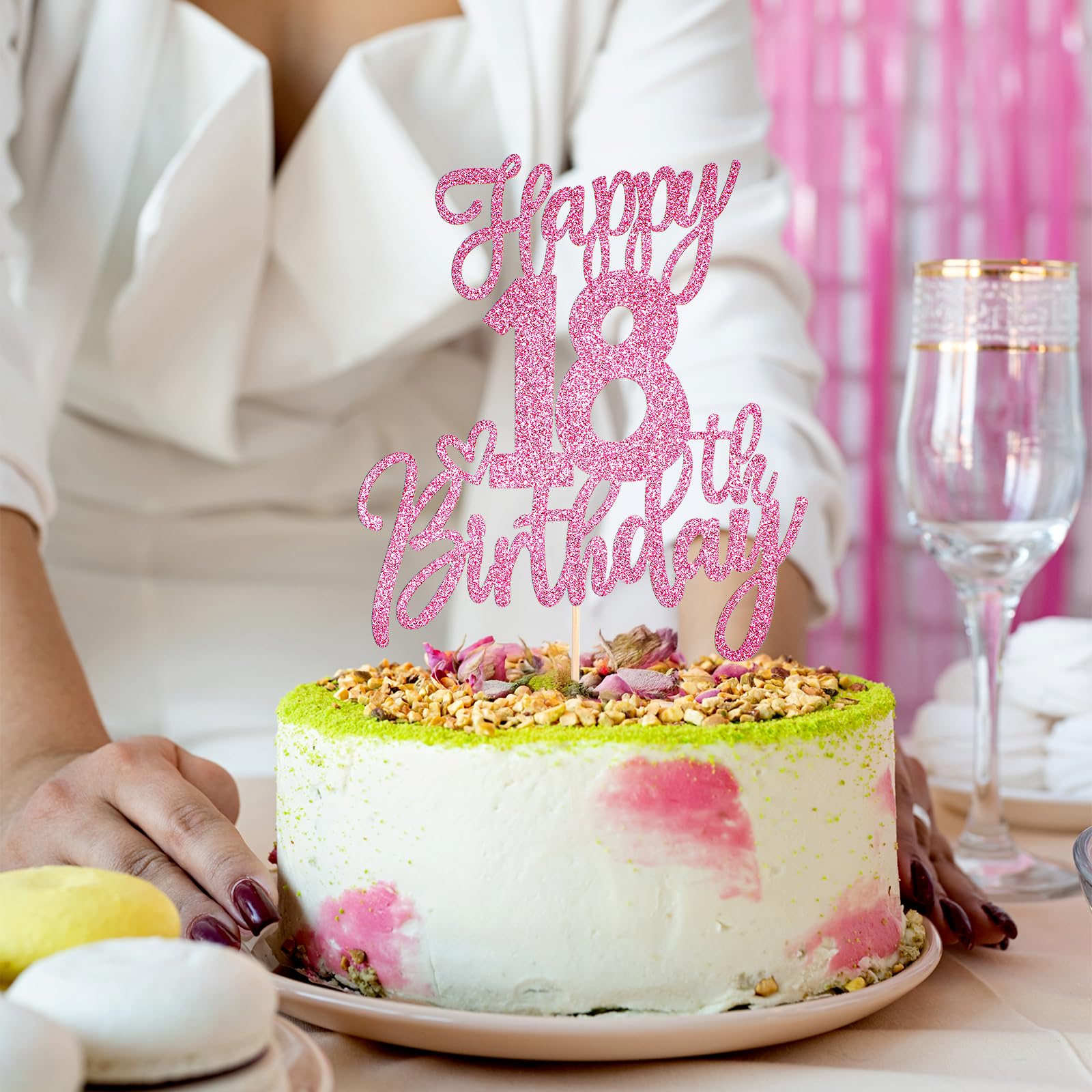 Arthsdite Decorazione per torte da 18 e adulto, 18 e Adultish Cake Pick, decorazione per torte Time to Adult/Diciotto Compleanno Happy 18th Birthday Party Decoration Supplies - Bule Glitter