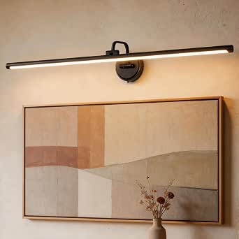 Hardwired Picture Light for Wall, 39 Inch Modern Black Dimmable Frame Light with Adjustable Swing Arm, 3CCT LED Art Display Light for Paintings, 120 Volts, 12W