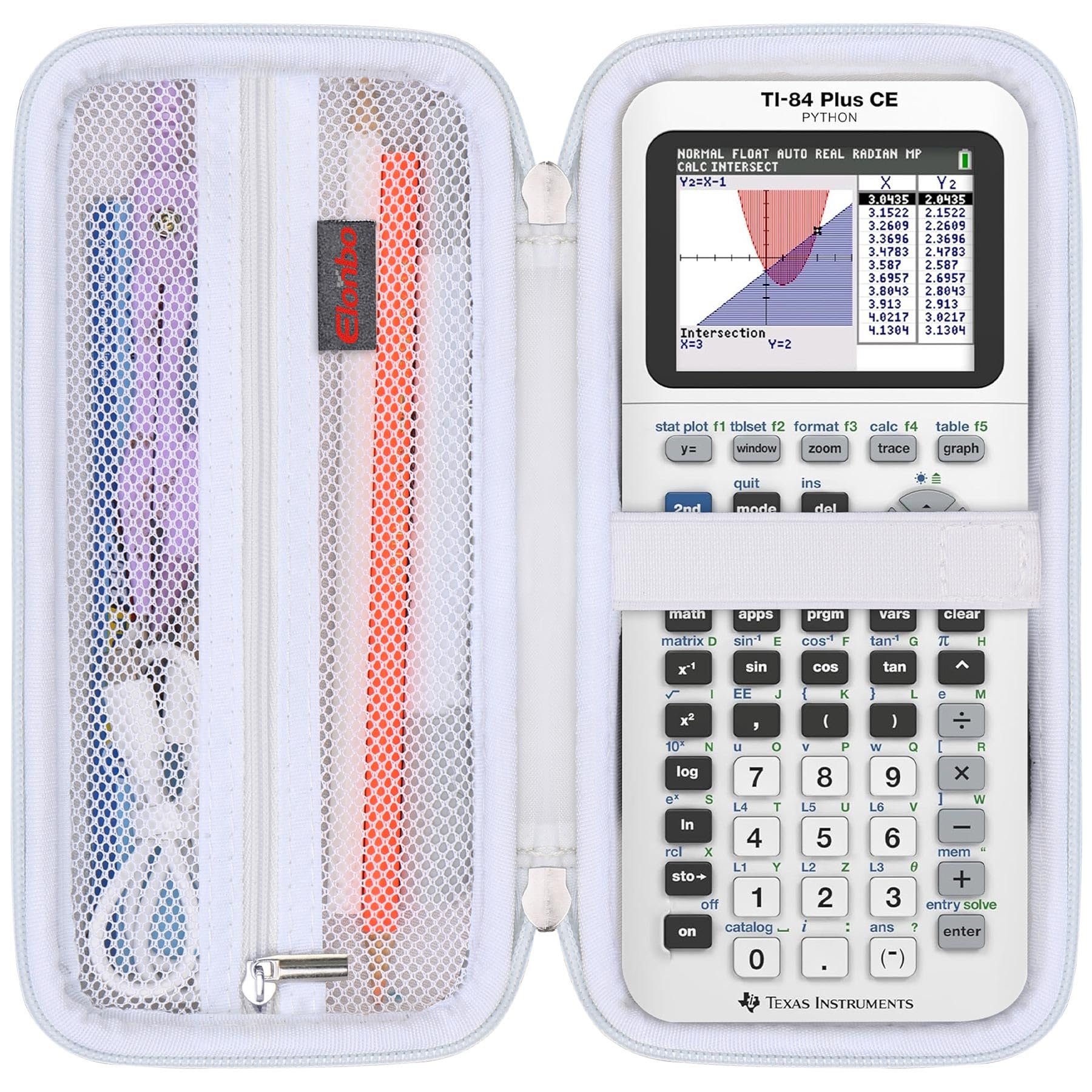 Elonbo Carrying Case for Texas Instruments TI-84 Plus CE/TI-84 Plus/TI-83 Plus/TI-83 Plus CE Color Graphing Calculator, Extra Mesh Pocket Fits